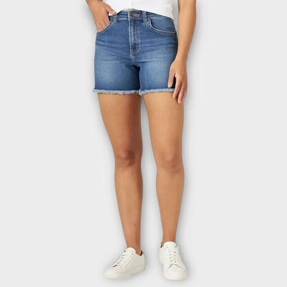 Lee Women's High-Rise A Line Cut Off Jean Short Proper Grammar Size 14 - Picture 2 of 5